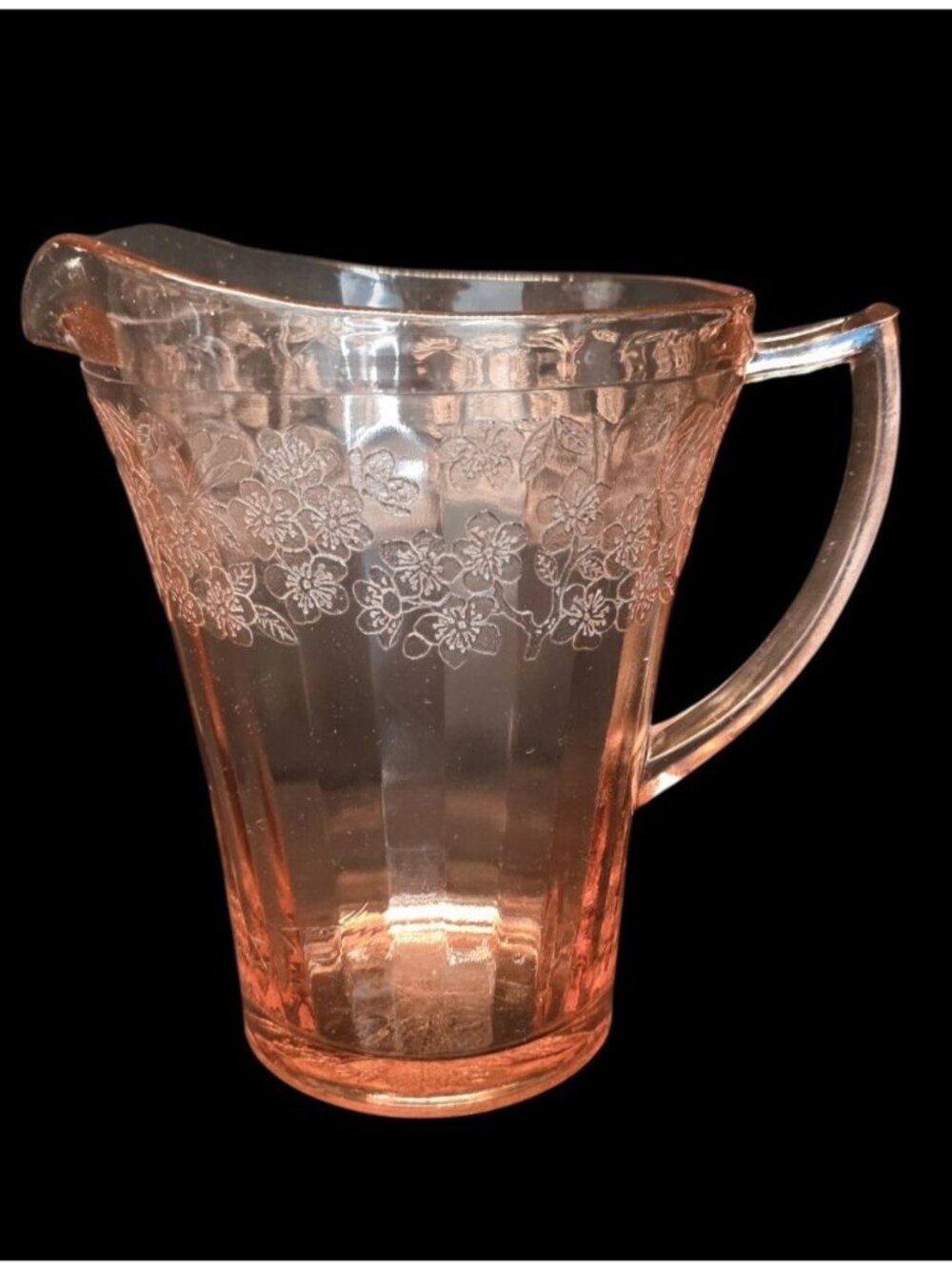 Vintage Jeannette Glass Co 7" Cherry Blossom Pink Depression Glass Pitcher